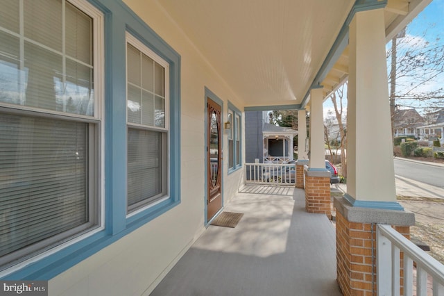 view of patio featuring a porch