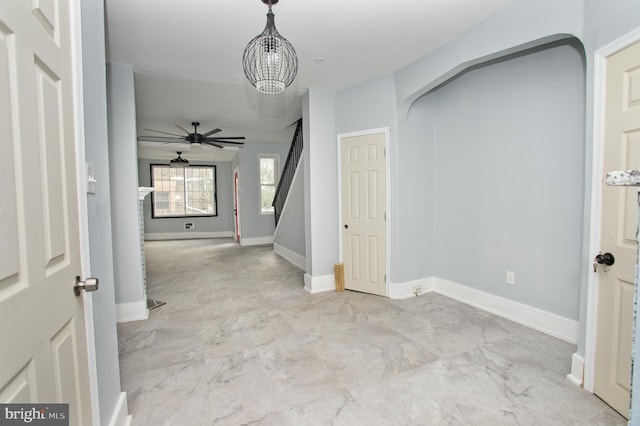 interior space with a notable chandelier