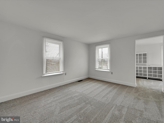 spare room featuring plenty of natural light and carpet floors