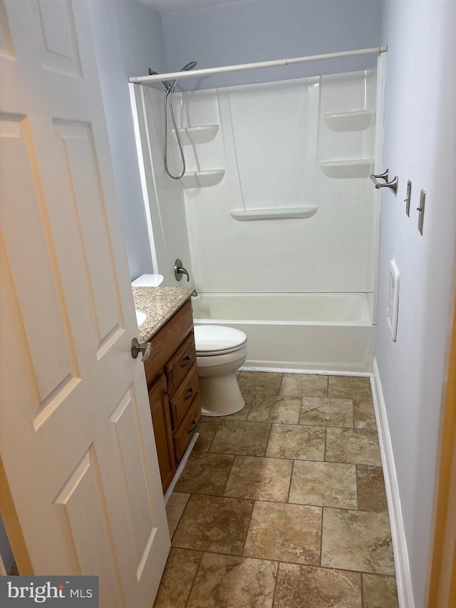 full bathroom featuring vanity, toilet, and tub / shower combination