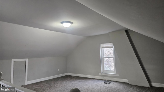 additional living space featuring carpet floors and lofted ceiling