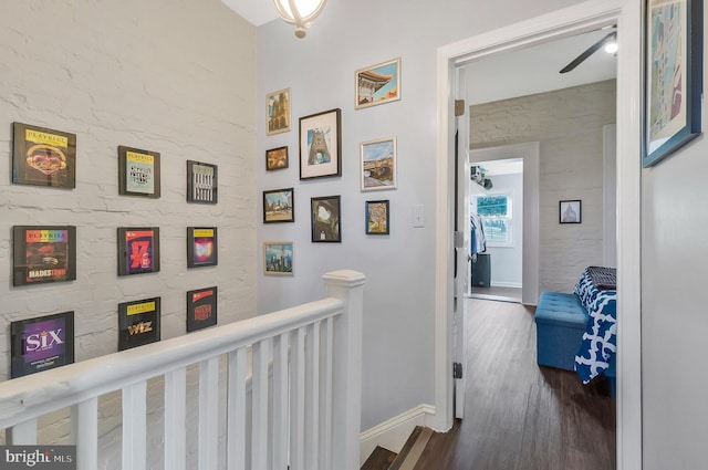 hallway featuring dark hardwood / wood-style flooring