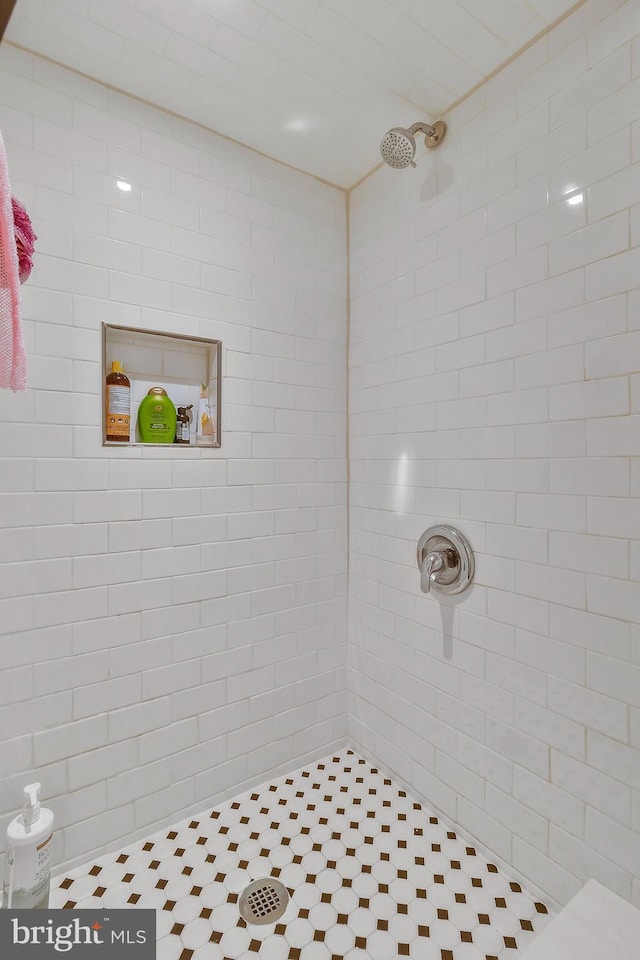 bathroom featuring a tile shower