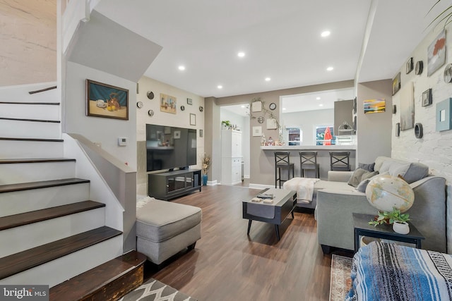 living room with wood-type flooring