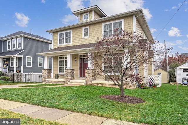 view of front of property with a front lawn