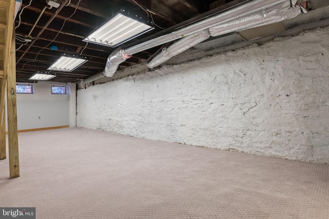 basement featuring carpet