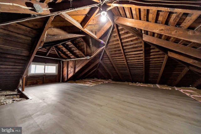 view of unfinished attic