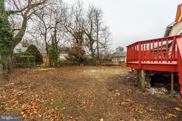 view of yard with a deck