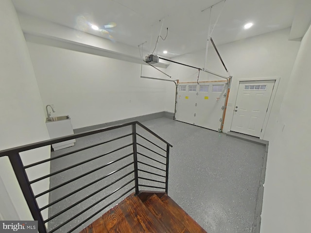 interior space with a garage door opener