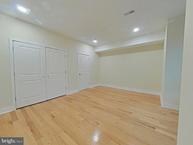 interior space with light hardwood / wood-style flooring