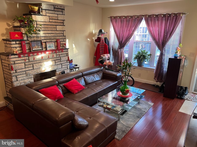 living room featuring hardwood / wood-style flooring