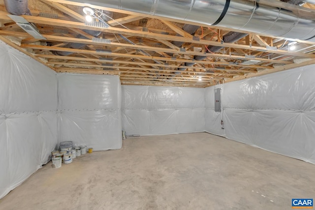 basement with electric panel