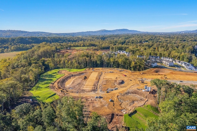 birds eye view of property with a mountain view