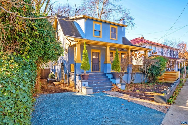 view of front facade featuring covered porch