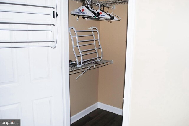 walk in closet featuring dark hardwood / wood-style floors