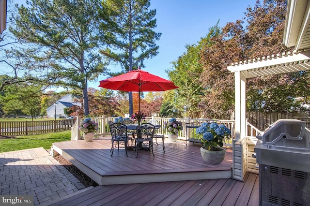 deck with area for grilling