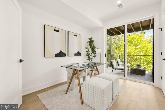 office space featuring light hardwood / wood-style flooring