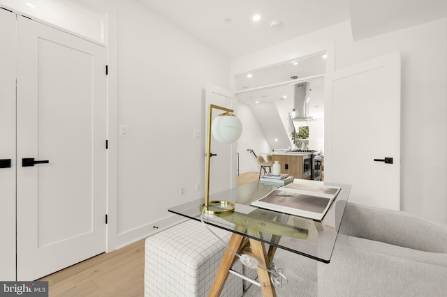 office area featuring light wood-type flooring