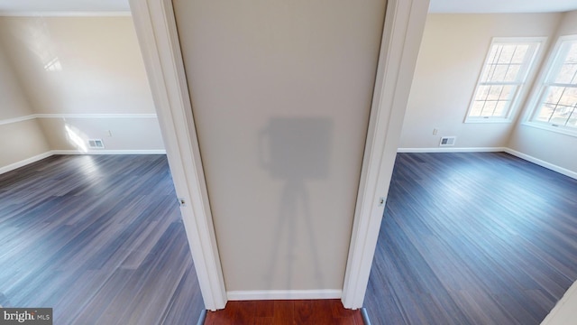 bathroom with hardwood / wood-style flooring