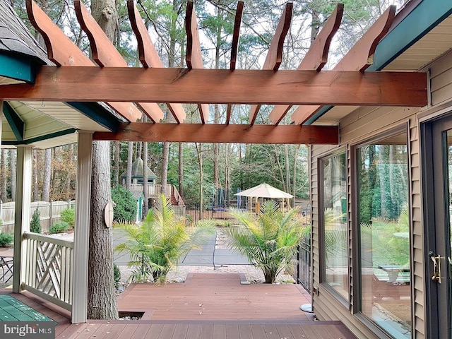 wooden deck with a pergola