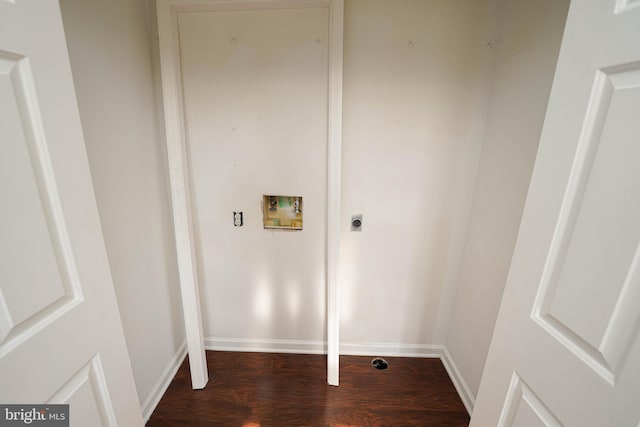 clothes washing area with washer hookup, dark hardwood / wood-style flooring, and electric dryer hookup