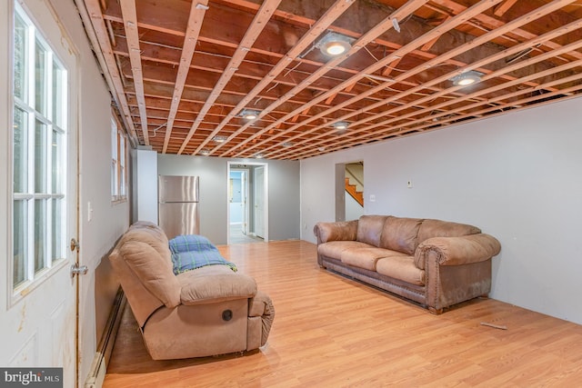 living room with wood-type flooring