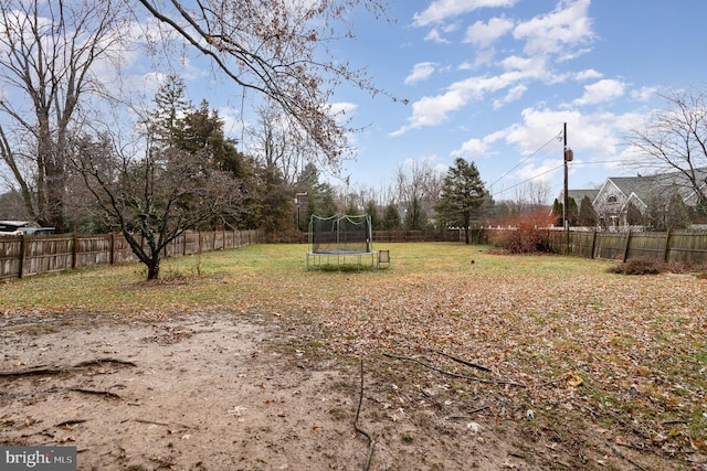 view of yard featuring a trampoline