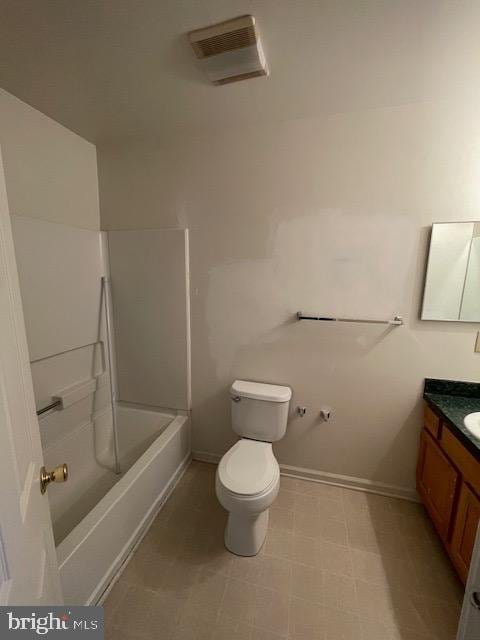 full bathroom featuring vanity, shower / bathing tub combination, and toilet