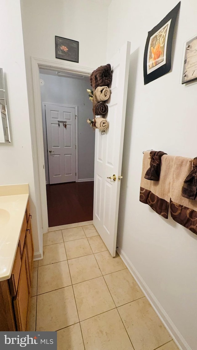 bathroom featuring vanity and tile patterned floors