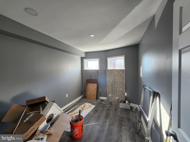 misc room with dark hardwood / wood-style floors