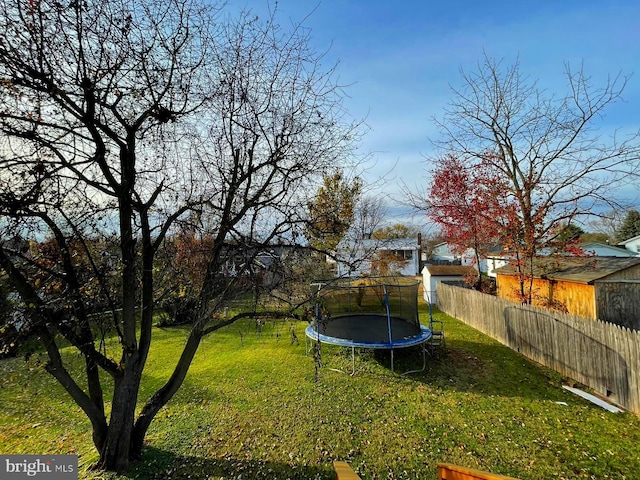 view of yard featuring a trampoline