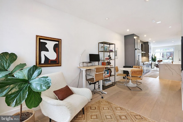 office featuring light wood-type flooring