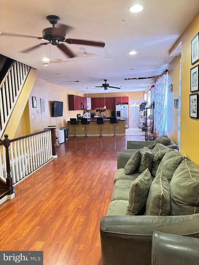 living room with wood-type flooring