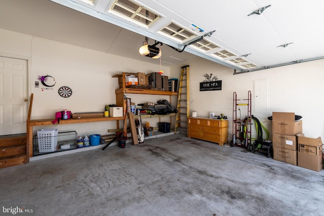 garage with a garage door opener