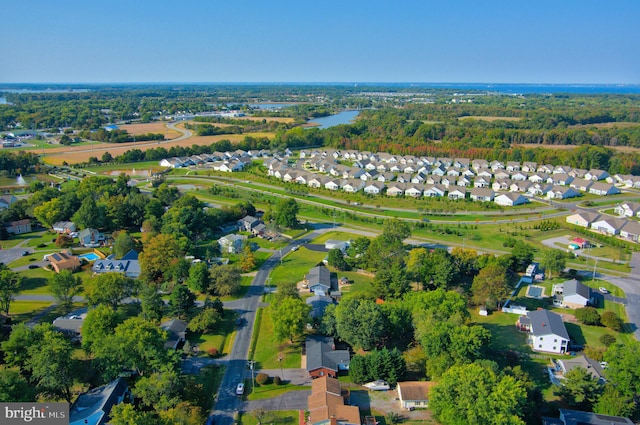 bird's eye view with a water view and a residential view