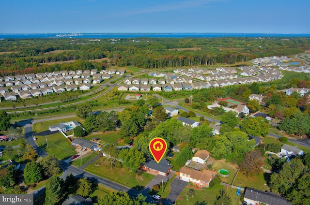 drone / aerial view with a residential view