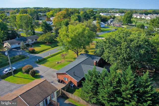 aerial view with a residential view