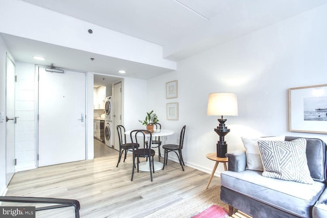 interior space featuring light hardwood / wood-style floors and washer / dryer