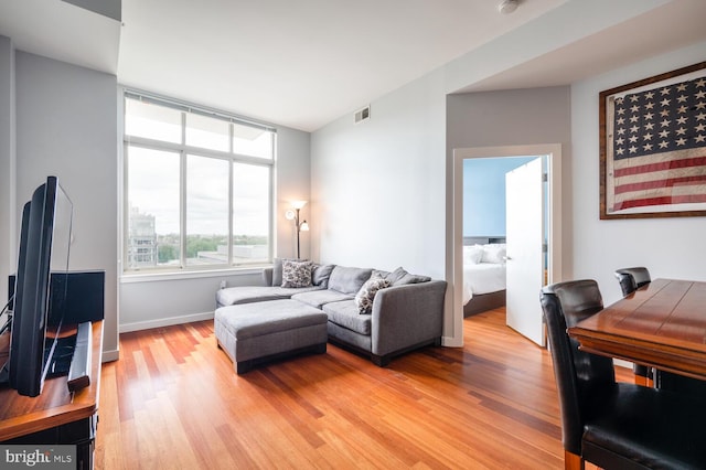 living room featuring light hardwood / wood-style flooring