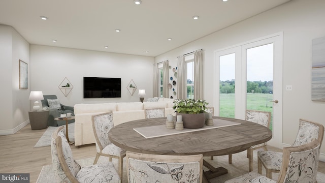 dining room with light hardwood / wood-style floors