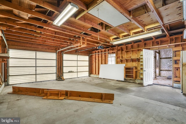 garage with a garage door opener