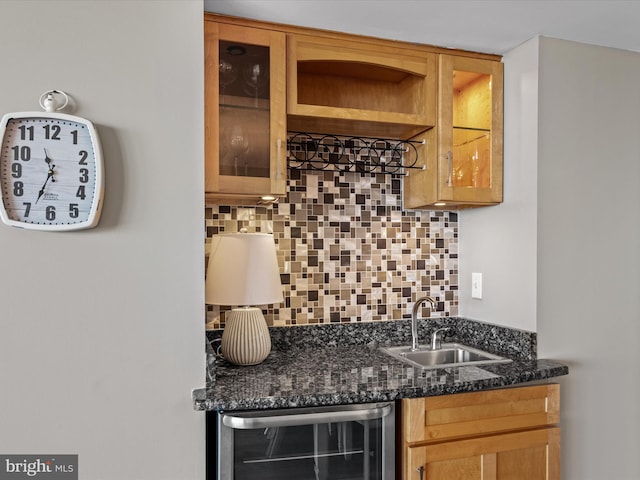 701 S Edgewater House Rd Unit 701S, Bethany Beach, DE 19930 - indoor wet bar with wine cooler and decorative backsplash