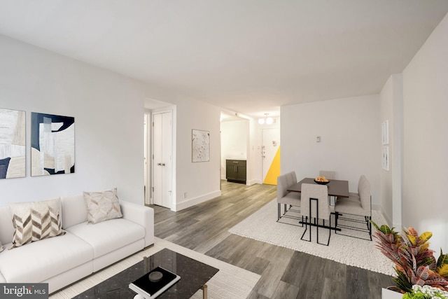 living room with hardwood / wood-style flooring