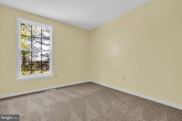 carpeted spare room featuring a textured ceiling