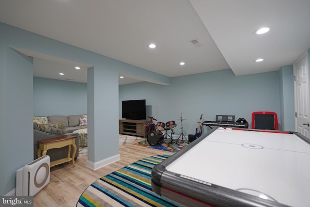 playroom featuring light hardwood / wood-style flooring