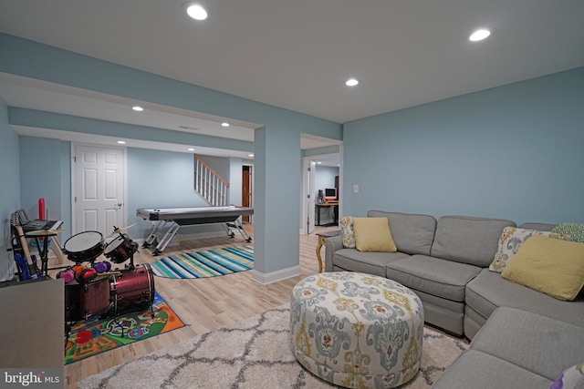 living room featuring light wood-type flooring