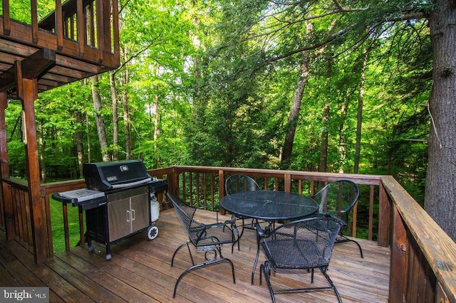 wooden deck with area for grilling