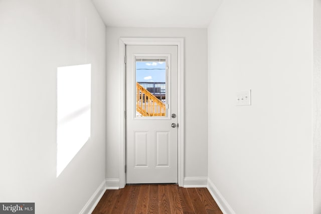 entryway featuring dark wood-type flooring