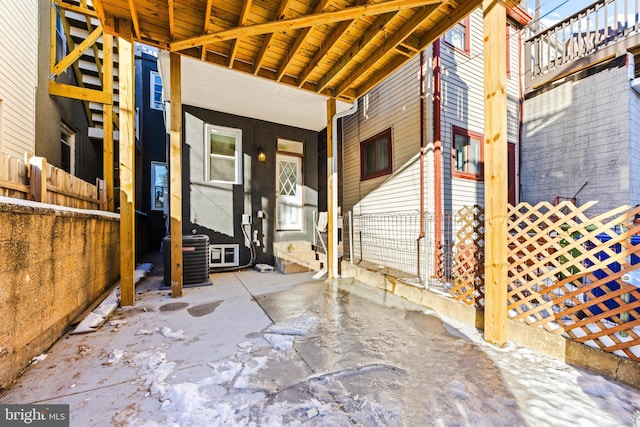 view of patio with central AC unit