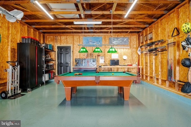 rec room featuring pool table